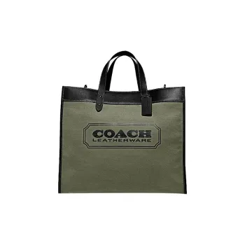 COACH Field Cow Leather Tote Bag Shopping Bag Handbag Crossbody Bag Large Size Men's Army Green