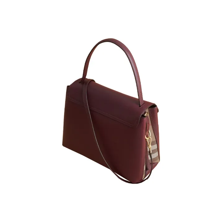 Burberry Grain Texture Leather Tote Bag Shopping Bag Medium Size Women's Russet-1
