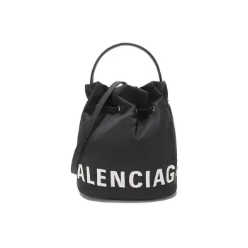 Balenciaga WHEEL Recycled Polyamide Bucket Bag, Portable Crossbody Bag, Shoulder Bag Women's Black