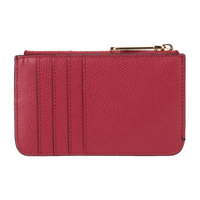 FENDI Calfskin Coin Purse Card Holder Clutch Wallet Women's Red Brown-2