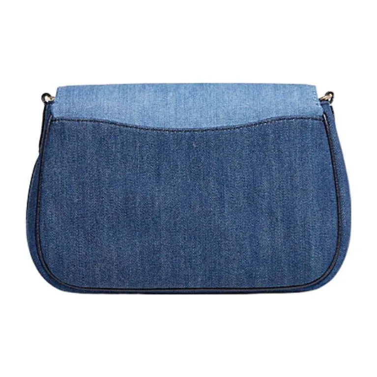 COACH Lucy Fabric Cow Leather Patchwork Shoulder Bag Crossbody Bag Small Size Women's Denim Blue-1