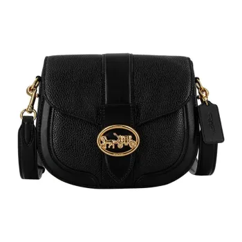 COACH Georgie Leather Bacchus Bag Shoulder Bag Saddle Bag Crossbody Bag Small Size Women's Black