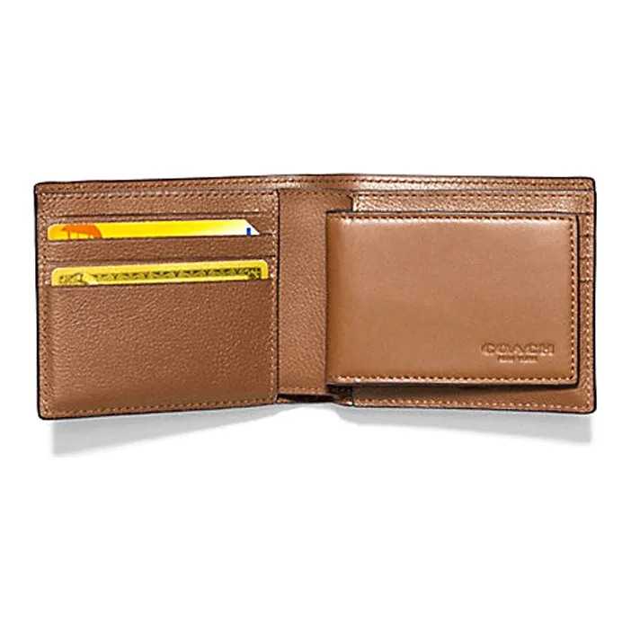 COACH 3 IN 1 Wallet Cowhide Leather Foldable Wallet Mini Men's Brown-3
