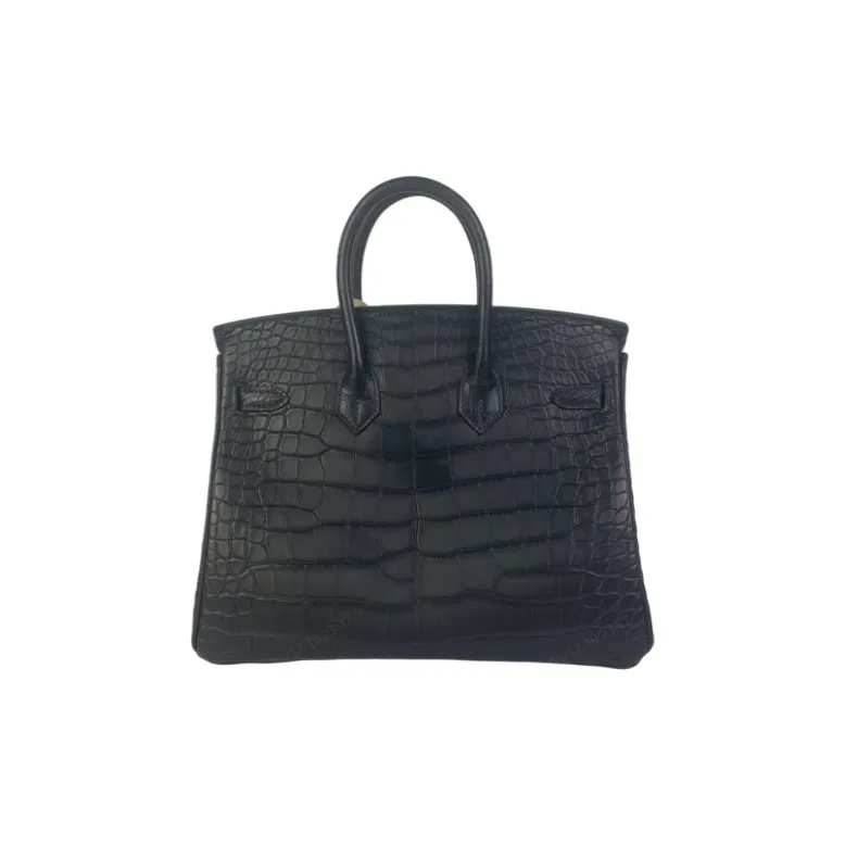 HERMES Birkin Matte Crocodile Leather Birkin Bag Handbags Women's Noir Black-2
