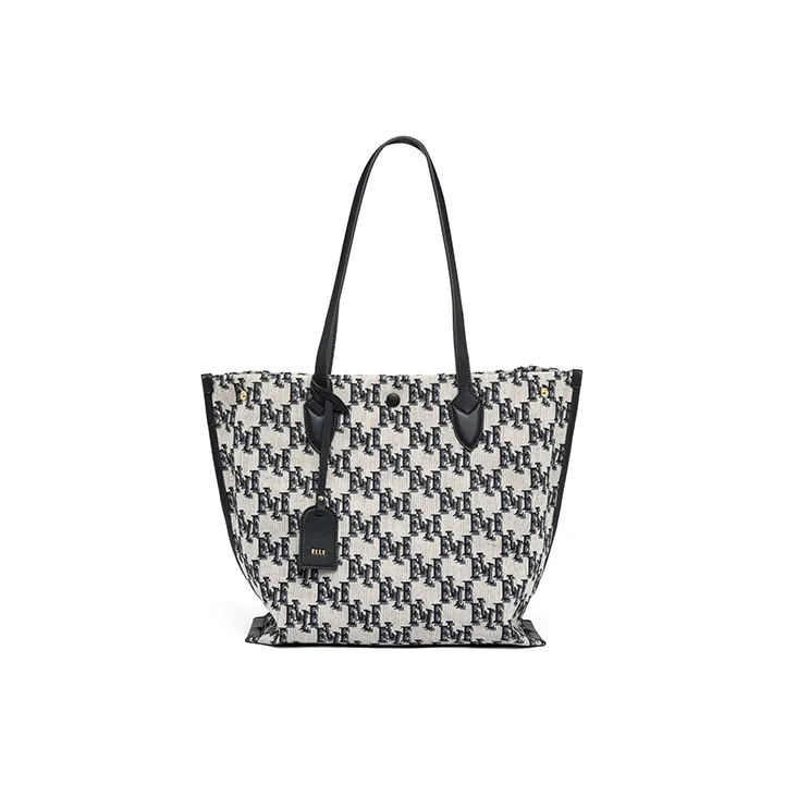ELLE Fabric With Leather Portable Shopping Bag Shoulder Bag Tubas Women's Multicolor-0