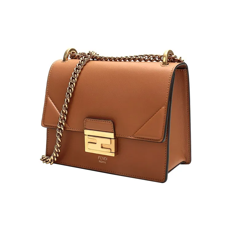 FENDI Kan U Leather Shoulder Bag Crossbody Bag Small Size Women's Brown-1