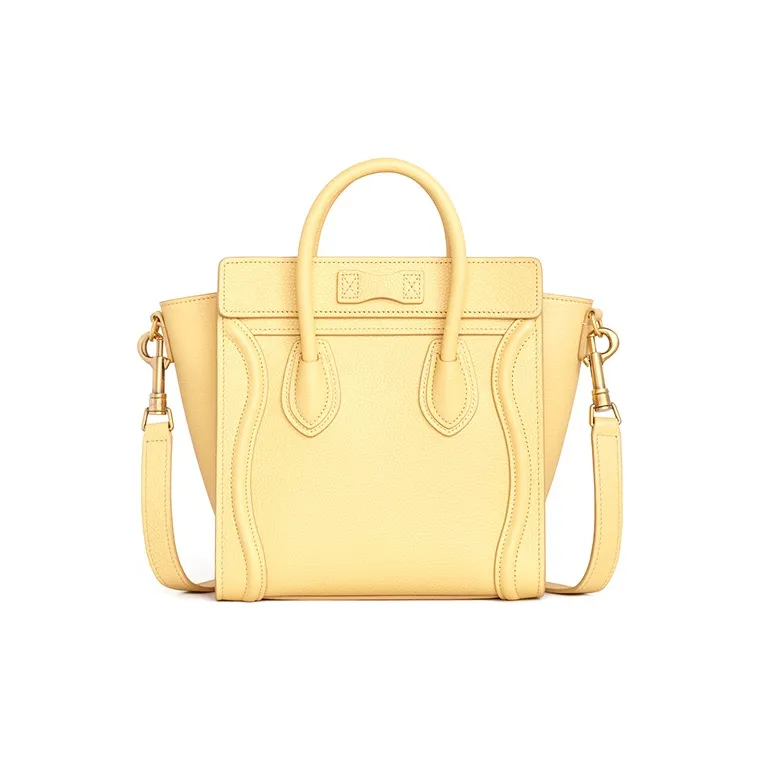 CELINE Luggage Cow Leather One Shoulder Handbag Crossbody Bag Regular Women's Light Orange-2
