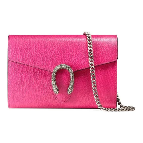 GUCCI Dionysus Leather Patchwork Cow Leather Chain Alta Shoulder Bag Crossbody Bag Mini Women's Fuchsia