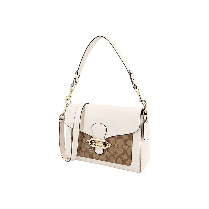 COACH Jade Leather God Of Wine Bag, Shoulder Bag, Portable Crossbody Bag Tubas Women's White & Brown-1