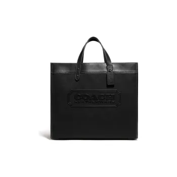 COACH Field Leather Tote Bag, Shopping Bag, Shoulder Bag, Crossbody Bag, Handbag Tubas Men's Pure Black
