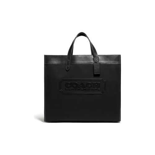 COACH Field Leather Tote Bag Shopping Bag Shoulder Bag Crossbody Bag Handbag Large Size Men's Pure Black