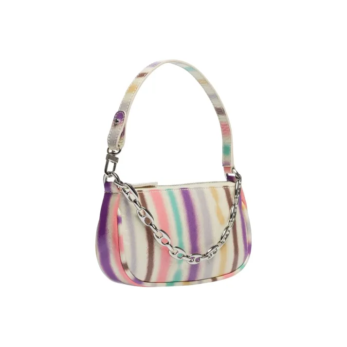 By Far Mini Rachel Leather Shoulder Bag Handbag Shoulder Bag Mini Women's White Color Stripes-1