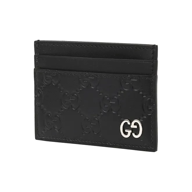 GUCCI Leather Card Holder Card Holder Men's Black-2