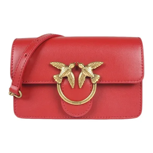 PINKO SIMPLY Cow Leather Robin Bag Fanny Pack Crossbody Bag Shoulder Bag Women's Red