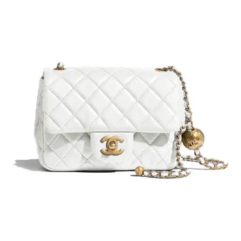 CHANEL Sheepskin Chain Bag, Crossbody Bag Women's White