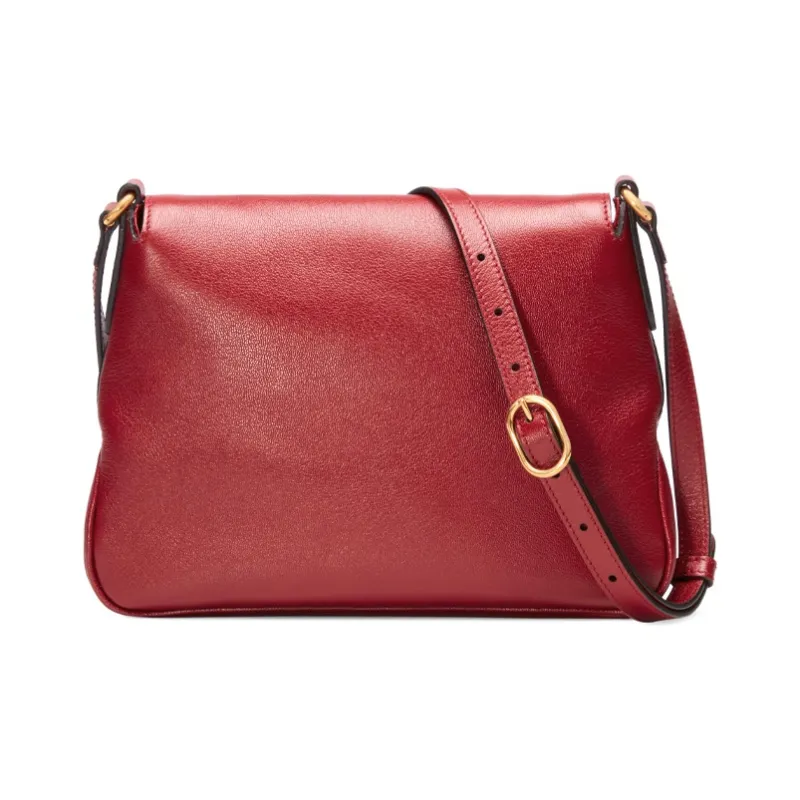 GUCCI Leather Messenger Bag, Shoulder Bag, Crossbody Bag Small Size Women's Red-3