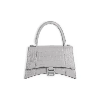 Balenciaga Hourglass Calfskin Hourglass Bag, Shoulder Bag, Crossbody Bag, Handbag Small Size Women's Gray