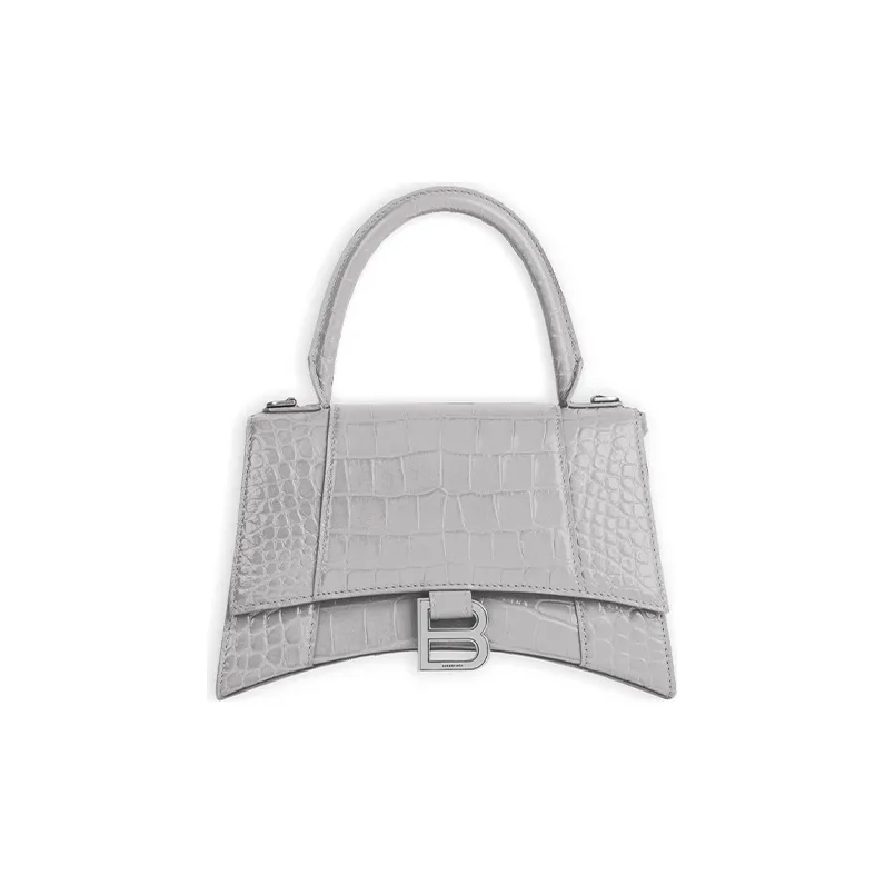 Balenciaga Hourglass Calfskin Hourglass Bag, Shoulder Bag, Crossbody Bag, Handbag Small Size Women's Gray-0