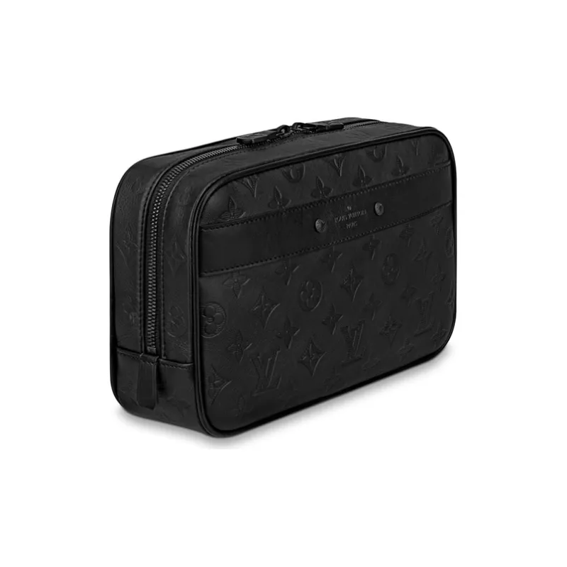 LOUIS VUITTON Leather Toiletry Bag Tubas Men's Black-1