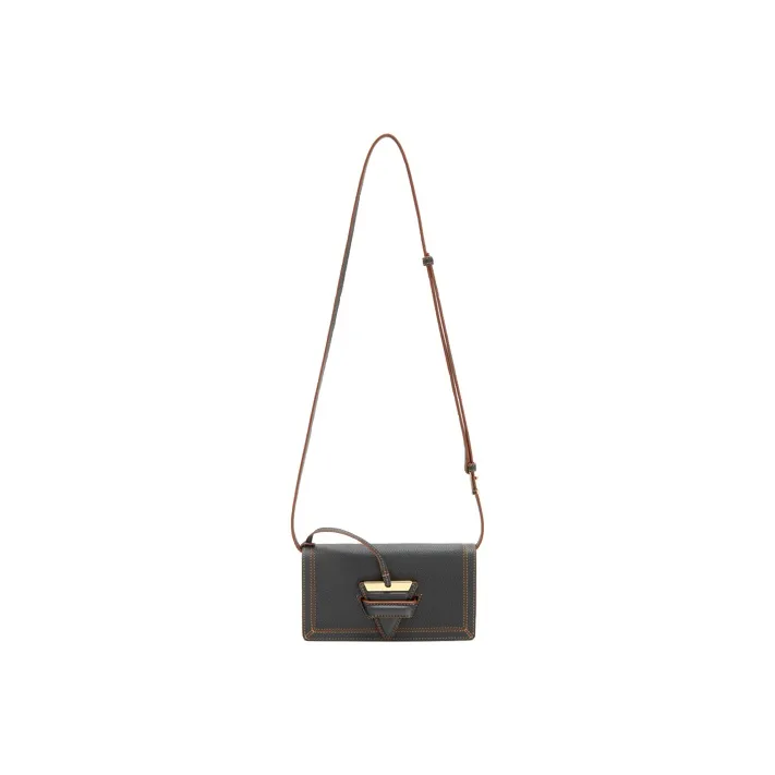 LOEWE Grain Calfskin Shoulder Bag Women's Black-4
