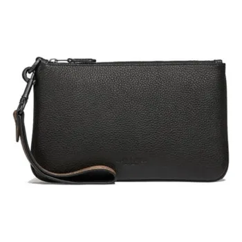 COACH Pouch Grained Leather Cell Phone Pouch Clutch Crossbody Bag Handbag Small Size Men's Black