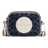 COACH Dempsey Fabric With Leather Camera Bag Shoulder Bag Crossbody Bag Small Size Women's Denim Blue