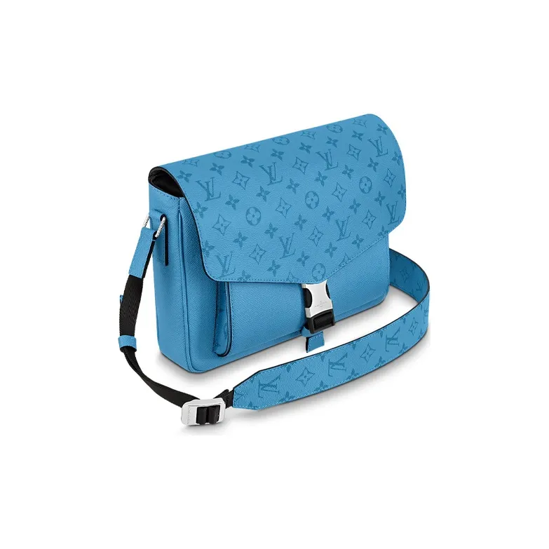 LOUIS VUITTON Messengerama Canvas With Leather Messenger Bag, Flap Bag, Shoulder Bag, Crossbody Bag Men's Blue-1