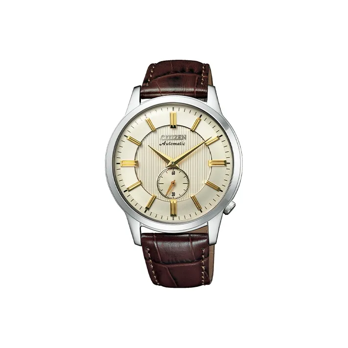 CITIZEN Automatic Mechanical Movement Cow Leather Strap Watch 41mm Men's Watches White Dial NK5000 12P-0
