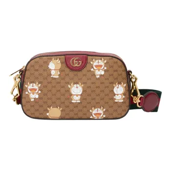 GUCCI Canvas With Leather Camera Bag, Shoulder Bag, Crossbody Bag Unisex