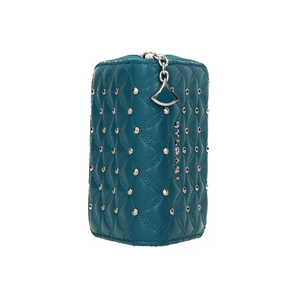 BVLGARI Leather Wallet Women's Blue-2