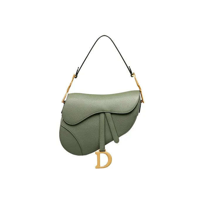 DIOR Saddle Grained Calfskin Saddle Bags One Shoulder Handbags Women's Green-0