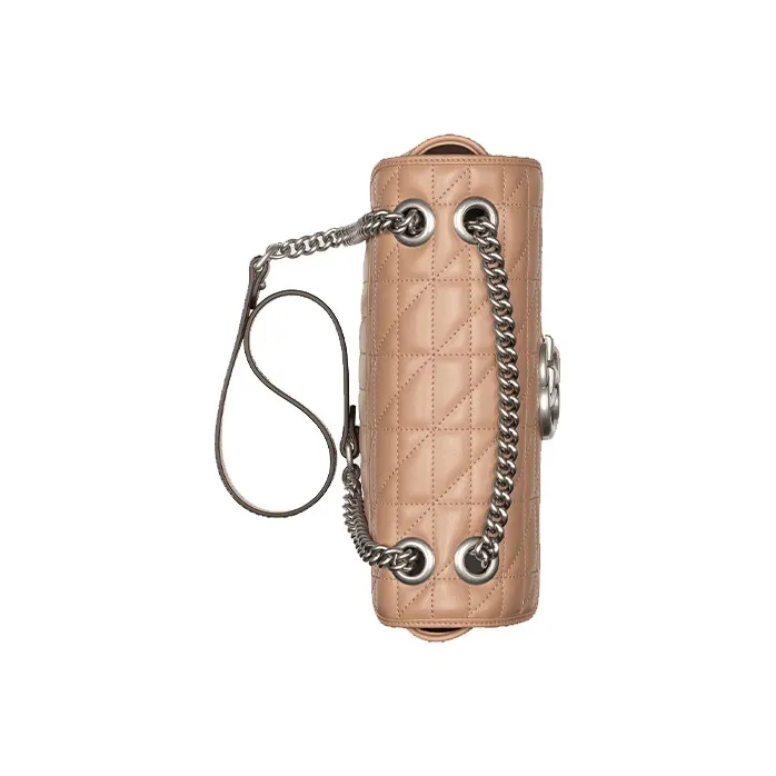 GUCCI GG Marmont Quilted Leather Shoulder Bag, Crossbody Bag Small Size Women's Rose Beige/Milk Tea-4