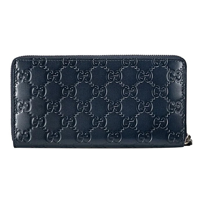 GUCCI Leather Wallet Regular Men's Dark Blue-2
