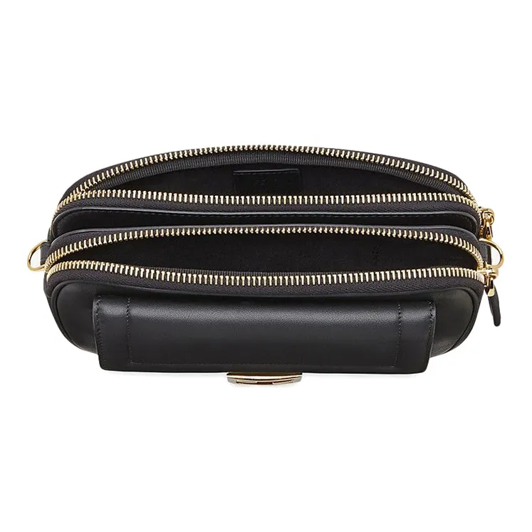FENDI Leather Crossbody Handbag Shoulder Bag Women's Black-7