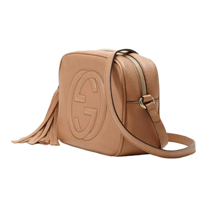 GUCCI Soho Leather Camera Bag Shoulder Bag Crossbody Bag Small Size Women's Light Brown-1