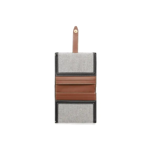 Burberry Horseferry Cotton Patchwork Canvas Canvas Bag Money Clip Wallet Card Holder Unisex Gray-1