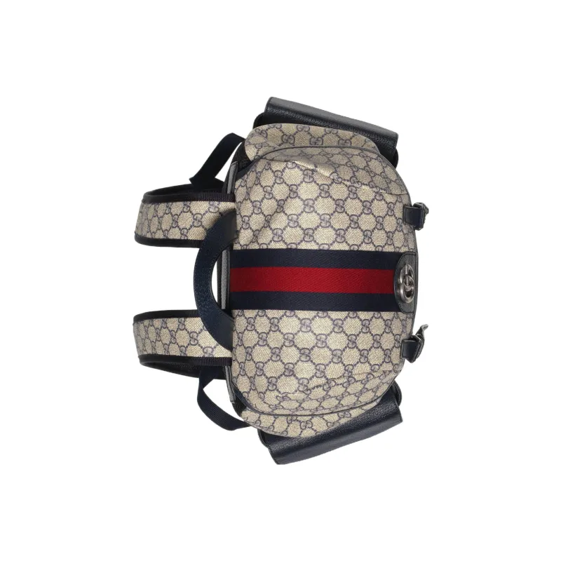 GUCCI Ophidia Canvas With Leather Backpack Medium Size Men's Beige/Blue-4