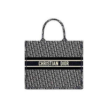 DIOR BookTote Velvet Embroidery Shopping Bag Tote Bag Shopping Bag Handbag Regular Women's Blue