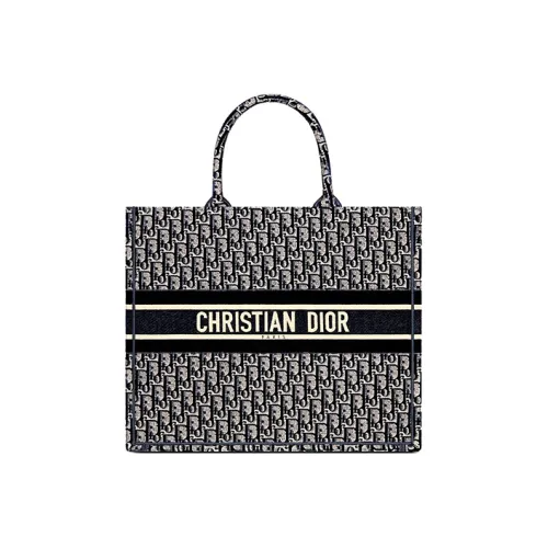 DIOR BookTote Velvet Embroidery Shopping Bag Tote Bag Shopping Bag Handbag Regular Women's Blue