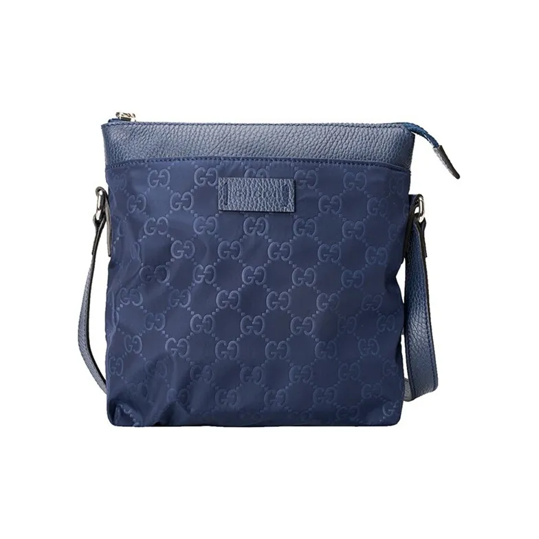 GUCCI Nylon With Leather Messenger Bag Shoulder Bag Crossbody Bag Regular Men's Blue-0