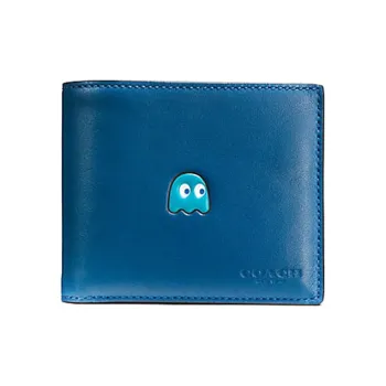 COACH X Pac Man Compact Cow Leather Wallet Mini Men's Denim Blue