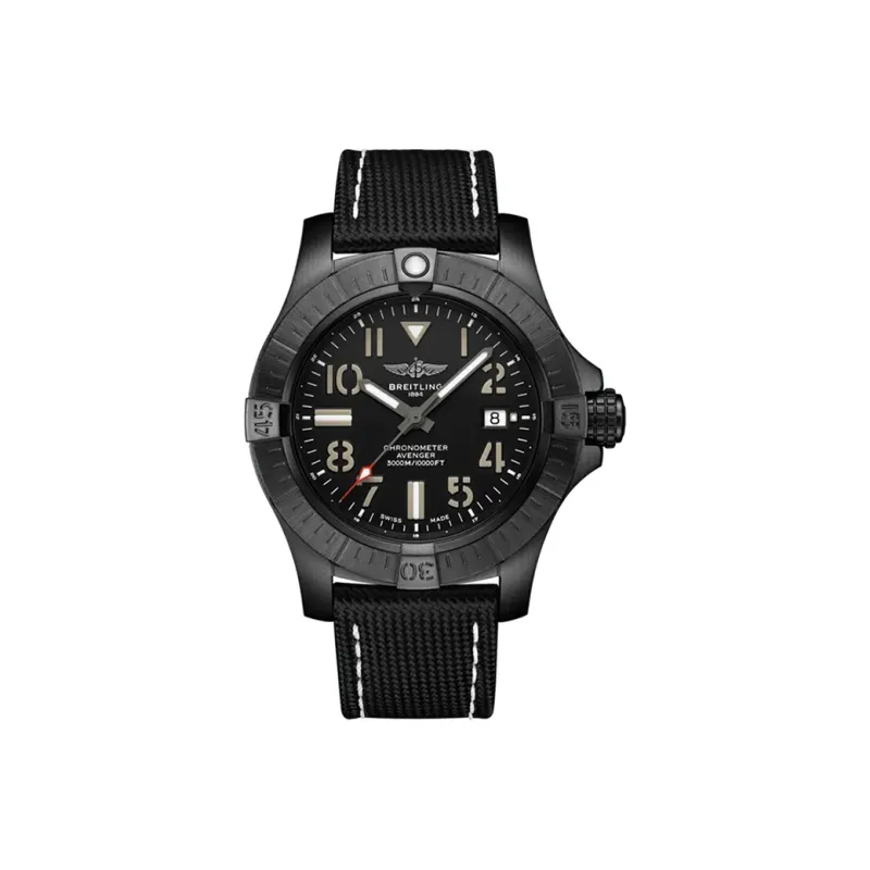BREITLING Avenger Automatic Mechanical Movement Men's Watches Watch 45mm Black Dial Titanium Watch Case Cowhide Strap-0