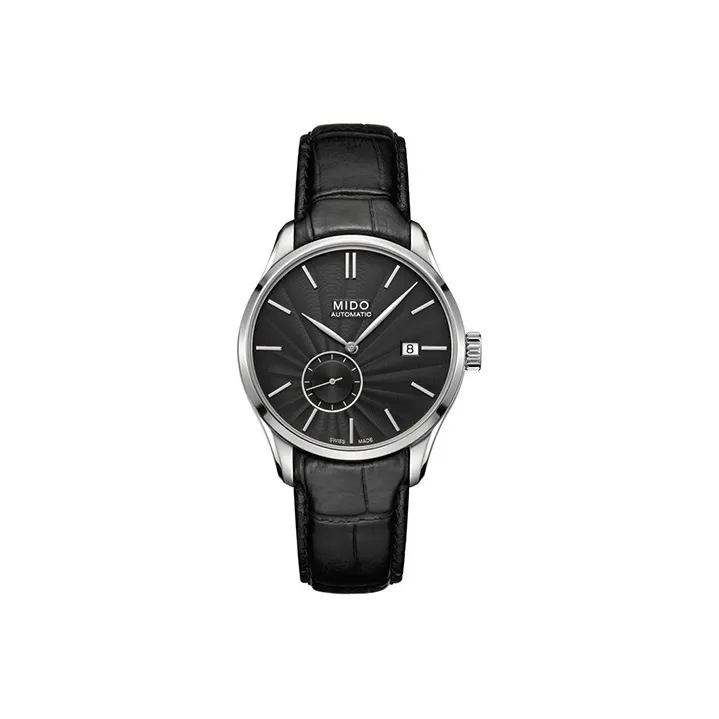 MIDO Automatic Mechanical Movement Men's Watch Black Dial Stainless Steel Watch Case Leather Watch Bands-0