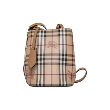Burberry Cow Leather Bucket Bag Crossbody Bag Shoulder Bag Women's Milk Tea