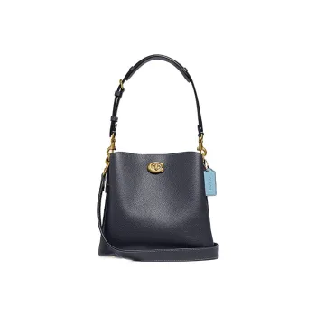 COACH Willow Grained Leather Shoulder Bag Crossbody Bag Handbag Medium Size Women's Dark Blue Purple