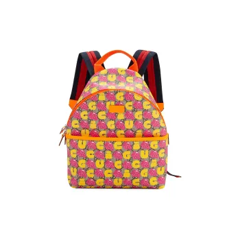 GUCCI Canvas With Leather Backpack Kids' Ebony/Orange Yellow/Multicolor