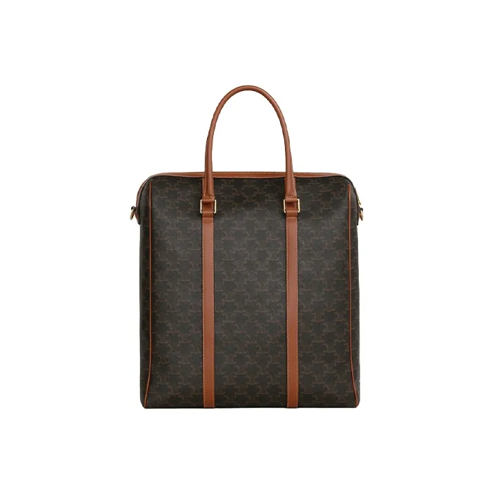 CELINE Cow Leather Tote Bag Shopping Bag Boston Bag Handbag Shoulder Bag Men's Tawny-1