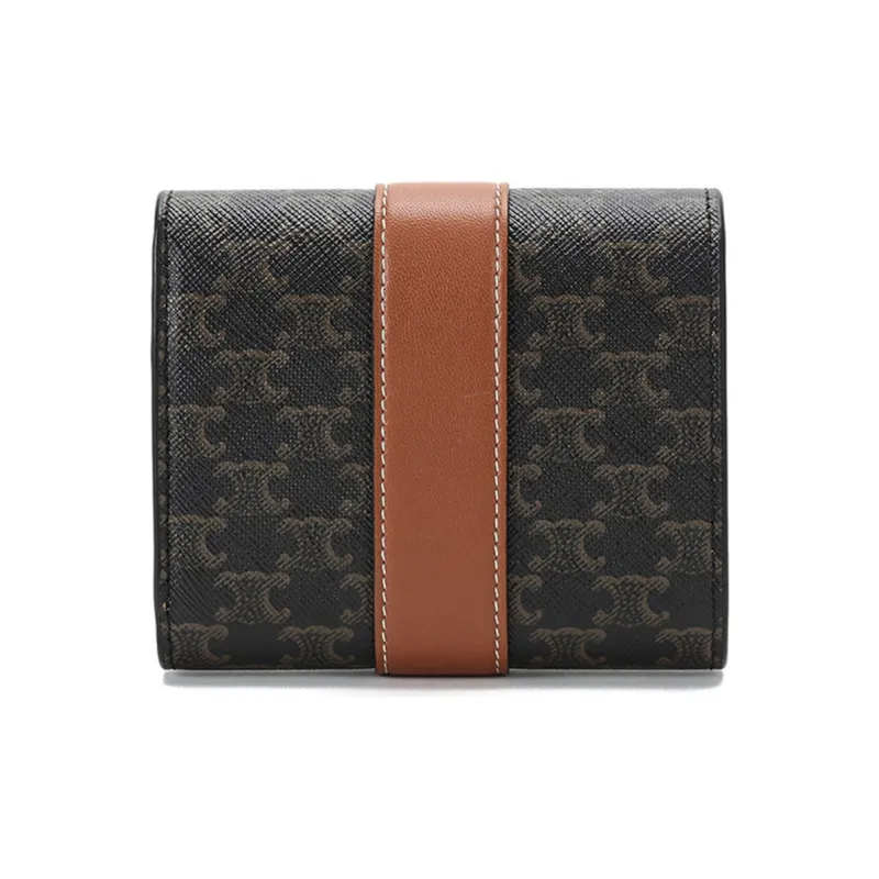 CELINE Canvas With Leather Wallet Regular Women's Charcoal Black/Tawny-3