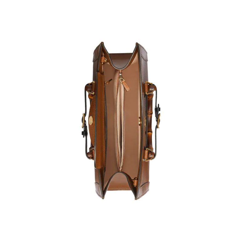 GUCCI Diana Leather One Shoulder Handbags Medium Size Unisex Brown-6