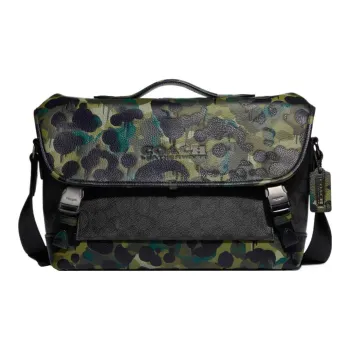 COACH League Leather Messenger Bag Cycling Bag Shoulder Bag Crossbody Bag Large Size Men's Black